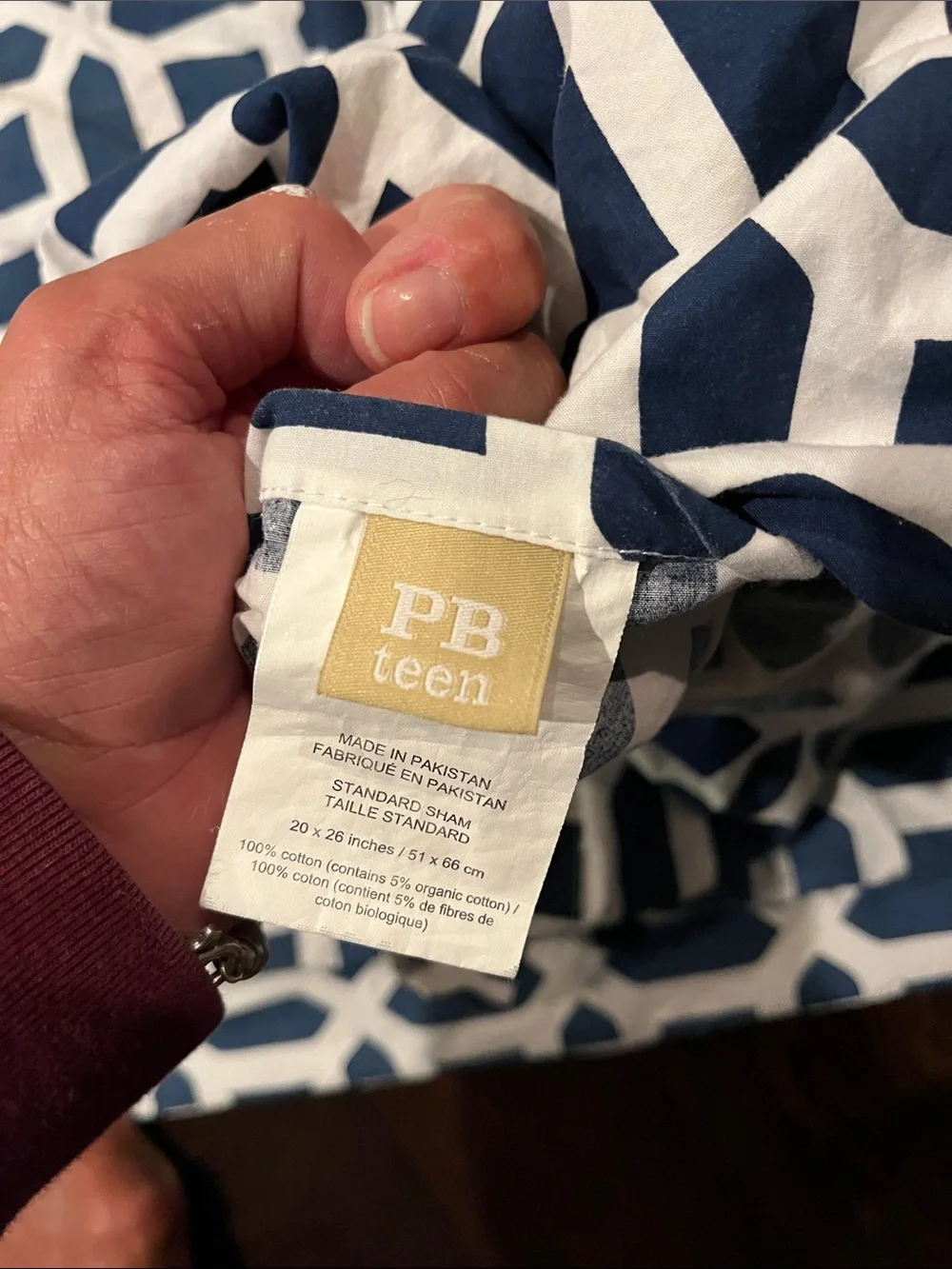 Pottery Barn Navy/White King Duvet Cover and Two Standard Shams Pillow Cases
